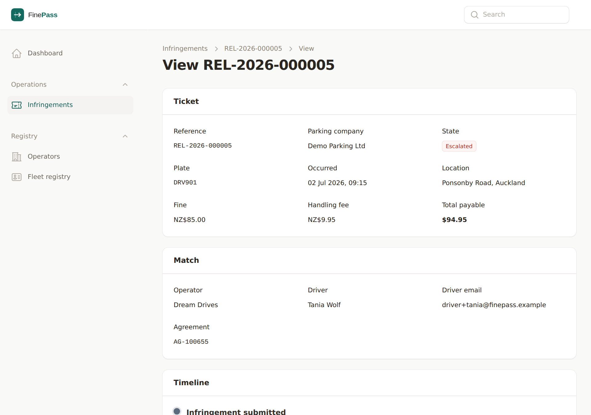 Live ticket tracking